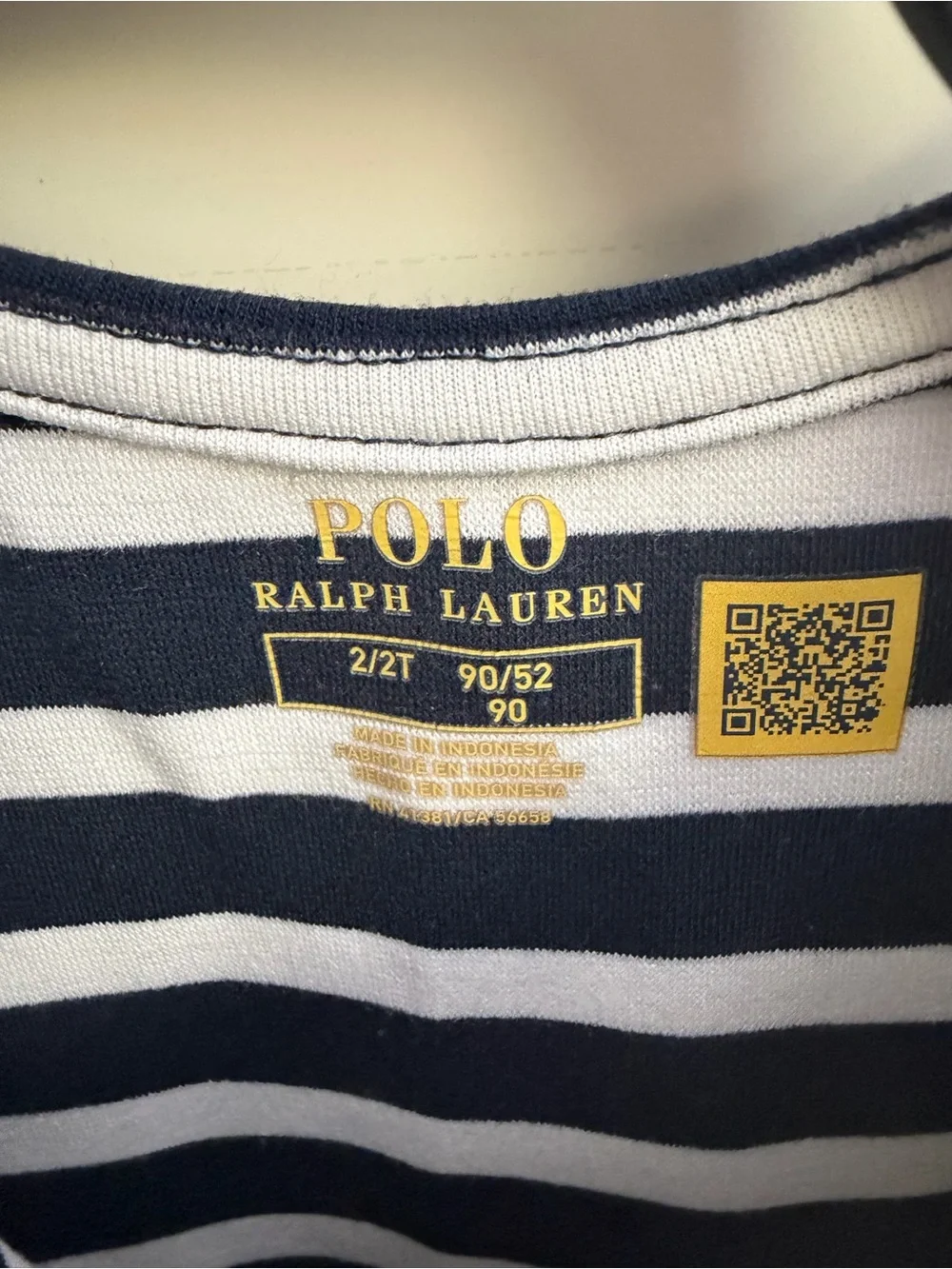 Ralph Lauren Navy & White Striped Knit Dress with Red Polo Logo